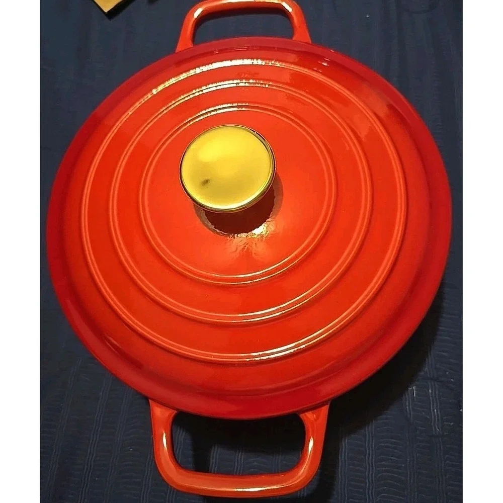 CAROTE 4.5 Quart ~ Enameled ~ Cast Iron DUTCH OVEN ~ Induction Compatible ~ RED